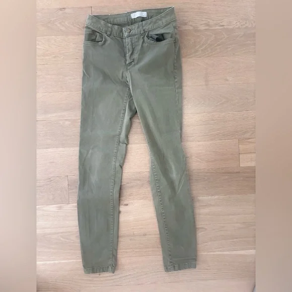 Zara Olive Green Skinny Pants - Picture 2 of 6